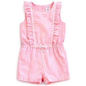 Carters Baby Girl Bright Pink Striped Romper 6M EUC
